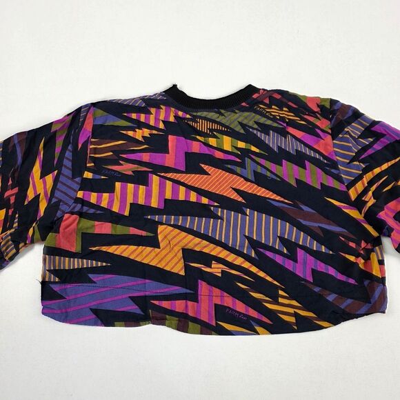 Farm Rio Cropped Over Sized Shirt‎ Womens Size PP US XS Geomtric Multicolor - Picture 11 of 13